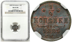 Russia 
RUSSIA / RUSSLAND / РОССИЯ / MOSCOW / PETERSBURG

Russia, Alexander III. 1/4 Kopek (kopeck) 1885 СПБ, St. Petersburg NGC MS65 BN (2 MAX) 
...