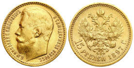 Russia 
RUSSIA / RUSSLAND / РОССИЯ / MOSCOW / PETERSBURG

Russia. Nicholas II. 15 Rubles (Rouble) (Rouble) 1897 (??), St. Petersburg 
AW: Głowa ca...