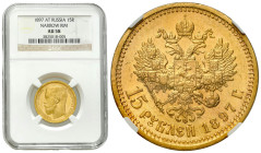 Russia 
RUSSIA / RUSSLAND / РОССИЯ / MOSCOW / PETERSBURG

Russia, Nicholas II. 15 Rubles (Rouble) (Rouble) 1897 ??, St. Petersburg NGC AU58 - RARE ...
