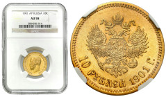 Russia 
RUSSIA / RUSSLAND / РОССИЯ / MOSCOW / PETERSBURG

Russia. Nicholas II. 10 Ruble (Rouble) 1901 АР, St. Petersburg NGC AU58 
AW: Głowa cara ...