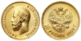 Russia 
RUSSIA / RUSSLAND / РОССИЯ / MOSCOW / PETERSBURG

Russia. Nicholas II. 10 Rubles (Rouble) (Rouble) 1909 Б, St. Petersburg - RARE 
AW: Głow...