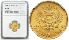 Russia 
RUSSIA / RUSSLAND / РОССИЯ / MOSCOW / PETERSBURG

Russia, Nicholas II. 5 Rubles (Rouble) (Rouble) 1898 (АГ), St. Petersburg NGC MS66 - BEAU...