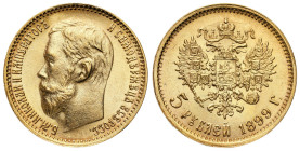 Russia 
RUSSIA / RUSSLAND / РОССИЯ / MOSCOW / PETERSBURG

Russia. Nicholas II. 5 Rubles (Rouble) (Rouble) 1899 ФЗ, St. Petersburg 
AW: Głowa cara ...