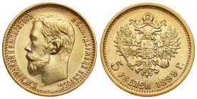 Russia 
RUSSIA / RUSSLAND / РОССИЯ / MOSCOW / PETERSBURG

Russia. Nicholas II. 5 Rubles (Rouble) (Rouble) 1899 ФЗ, St. Petersburg 
AW: Głowa cara ...