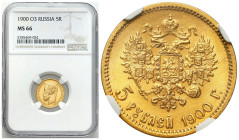Russia 
RUSSIA / RUSSLAND / РОССИЯ / MOSCOW / PETERSBURG

Russia. Nicholas II. 5 Rubles (Rouble) (Rouble) 1900 ФЗ NGC MS66 - BEAUTIFUL 
AW: Głowa ...