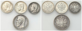 Russia 
RUSSIA / RUSSLAND / РОССИЯ / MOSCOW / PETERSBURG

Russia. 50 Kopek (kopeck) to 1 ruble 1897-1913, set of 4 coins 

Rubel z Brukseli, 50 k...