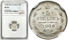 Russia 
RUSSIA / RUSSLAND / РОССИЯ / MOSCOW / PETERSBURG

Russia, Nicholas II. 5 Kopek (kopeck) 1900 ???-??, St. Petersburg NGC MS66 (2 MAX) - BEAU...