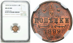 Russia 
RUSSIA / RUSSLAND / РОССИЯ / MOSCOW / PETERSBURG

Russia. Nicholas II. 1/4 Kopek (kopeck) 1899 СПБ, St. Petersburg NGC MS65 BN - BEAUTIFUL ...