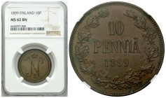 Russia 
RUSSIA / RUSSLAND / РОССИЯ / MOSCOW / PETERSBURG

Russia / Finland. Nicholas II. 10 penny 1899, Helsinki NGC MS62 BN - BEAUTIFUL 

Piękny...