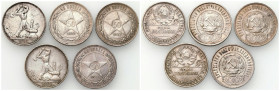 Russia 
RUSSIA / RUSSLAND / РОССИЯ / MOSCOW / PETERSBURG

Russia, USSR. 50 Kopek (kopeck) 1922-1925, set of 5 coins 

Dwie sztuki około stanu 2-....