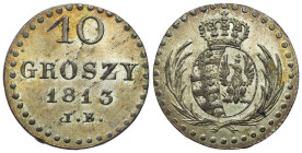 Duchy of Warsaw
POLSKA / POLAND / POLEN / RUSSIA / RUSSLAND / РОССИЯ

Duchy of Warsaw. 10 groszy 1813 IB, Warsaw 
AW: Ukoronowana dwupolowa tarcza...