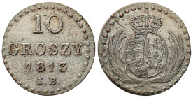 Duchy of Warsaw
POLSKA / POLAND / POLEN / RUSSIA / RUSSLAND / РОССИЯ

Duchy of Warsaw. 10 groszy 1812 IB, Warsaw 

Ciemna patyna. Dobrej jakości ...
