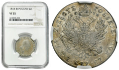 Polish Kingdom 
POLSKA / POLAND / POLEN / RUSSIA / RUSSLAND / РОССИЯ

Kingdom of Poland. Alexander l. 2 zloty 1818 IB, Warsaw NGC VF25 
AW: Głowa ...