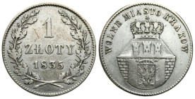 Free City of Krakow
POLSKA / POLAND / POLEN / RUSSIA / RUSSLAND / РОССИЯ

Free City of Krakow. 1 zloty 1835, Vienna 
AW: Herb Krakowa u góry napis...