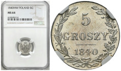 Poland XIX century / Russia 
POLSKA / POLAND / POLEN / RUSSIA / RUSSLAND / РОССИЯ

Poland 19th century/Russia. 5 grosze 1840 MW, Warsaw NGC MS64 
...