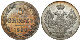 Poland XIX century / Russia 
POLSKA / POLAND / POLEN / RUSSIA / RUSSLAND / РОССИЯ

Poland 19th century/Russia. Nicholas I. 5 grosze 1840 MW, Warsaw...