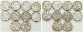 Second Polish Republic Circulation coins
POLSKA / POLAND / POLEN / POLOGNE / POLSKO

II RP. 10 zlotych 1932 Głowa Kobiety, group of 10 pieces 

M...