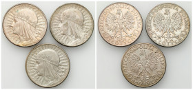 Second Polish Republic Circulation coins
POLSKA / POLAND / POLEN / POLOGNE / POLSKO

II RP. 10 zlotych 1932-1933 głowa kobiety, group of 3 pieces ...