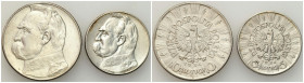 Second Polish Republic Circulation coins
POLSKA / POLAND / POLEN / POLOGNE / POLSKO

II RP. 5-10 zlotych 1934 Piłsudski, group of 2 pieces 

Czys...