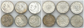 Second Polish Republic Circulation coins
POLSKA / POLAND / POLEN / POLOGNE / POLSKO

II RP. 10 zlotych 1935-1936 Piłsudski, group of 6 pieces 

M...