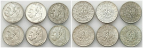 Second Polish Republic Circulation coins
POLSKA / POLAND / POLEN / POLOGNE / POLSKO

II RP. 10 zlotych 1935-1939 Piłsudski, group of 6 pieces 

M...