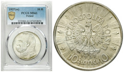 Second Polish Republic Circulation coins
POLSKA / POLAND / POLEN / POLOGNE / POLSKO

II RP. 10 zlotych 1937 Piłsudski PCGS MS61 

Pięknie zachowa...