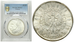 Second Polish Republic Circulation coins
POLSKA / POLAND / POLEN / POLOGNE / POLSKO

II RP. 10 zlotych 1939 Piłsudski, PCGS MS63 - BEAUTIFUL 

Wy...