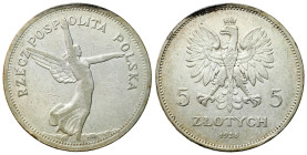 Second Polish Republic Circulation coins
POLSKA / POLAND / POLEN / POLOGNE / POLSKO

II RP. 5 zlotych 1928 Nike bez znaku mennicy 

Obiegowy stan...