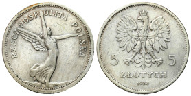 Second Polish Republic Circulation coins
POLSKA / POLAND / POLEN / POLOGNE / POLSKO

II RP. 5 zlotych 1928 Nike bez znaku mennicy 

Ślady długieg...