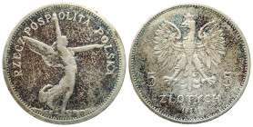 Second Polish Republic Circulation coins
POLSKA / POLAND / POLEN / POLOGNE / POLSKO

II RP. 5 zlotych 1928 Nike bez znaku mennicy 

Obiegowy stan...