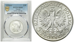 Second Polish Republic Circulation coins
POLSKA / POLAND / POLEN / POLOGNE / POLSKO

II RP. 5 zlotych 1933 głowa kobiety PCGS MS62 

Moneta pospo...