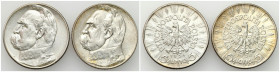 Second Polish Republic Circulation coins
POLSKA / POLAND / POLEN / POLOGNE / POLSKO

II RP. 5 zlotych 1934 - 1938 Piłsudski, group of 2 pieces - RZ...