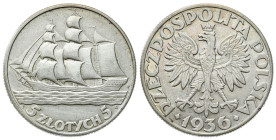 Second Polish Republic Circulation coins
POLSKA / POLAND / POLEN / POLOGNE / POLSKO

II RP. 5 zlotych 1936 Żaglowiec 

Obiegowy stan zachowania, ...