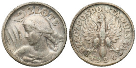 Second Polish Republic Circulation coins
POLSKA / POLAND / POLEN / POLOGNE / POLSKO

II RP. 2 zlote 1924, Paryż 

Patyna.

Details: 10 g Ag 
C...