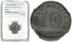 Second Polish Republic Circulation coins
POLSKA / POLAND / POLEN / POLOGNE / POLSKO

Królestwo Polskie. 10 fenig 1917 FF, NGC MS62 - BEAUTIFUL 

...