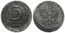 Second Polish Republic Circulation coins
POLSKA / POLAND / POLEN / POLOGNE / POLSKO

Królestwo Polskie/OST. 5 fenig 1918, F Stuttgart - destrukt 
...