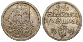 Free City of Gdansk
POLSKA / POLAND / POLEN / POLOGNE / POLSKO

Wolne Miasto Gdańsk. 1/2 gulden 1923, Utrecht - Koga 

Bardzo ładnie zachowane, p...