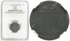 Free City of Gdansk
POLSKA / POLAND / POLEN / POLOGNE / POLSKO

Wolne Miasto Gdańsk/Danzig. 10 fenig 1920 cynk, mała cyfra NGC MS61 

Odmiana z 5...