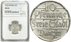 Free City of Gdansk
POLSKA / POLAND / POLEN / POLOGNE / POLSKO

Wolne Miasto Gdańsk/Danzig. 10 fenig 1923 NGC MS64 - BEAUTIFUL 

Wysoka nota grad...