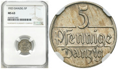 Free City of Gdansk
POLSKA / POLAND / POLEN / POLOGNE / POLSKO

Wolne Miasto Gdańsk/Danzig. 5 fenig 1923 NGC MS63 

Piękny egzemplarz, intensywny...