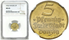 Free City of Gdansk
POLSKA / POLAND / POLEN / POLOGNE / POLSKO

Wolne Miasto Gdańsk/Danzig. 5 fenig 1932 NGC MS65 – BEAUTIFUL 

Piękny, menniczy ...