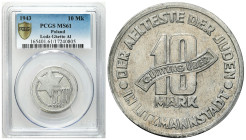 Lodz Ghetto (Litzmannstadt)
POLSKA / POLAND / POLEN / POLOGNE / POLSKO

Getto Łódź. 10 mark 1943 Getto aluminium PCGS MS61 - BEAUTIFUL 

Pięknie ...