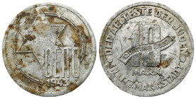 Lodz Ghetto (Litzmannstadt)
POLSKA / POLAND / POLEN / POLOGNE / POLSKO

Getto Łódź. 10 mark 1943 aluminium 

Ślady korozji.

Details: 3,40 g Al...