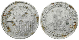 Lodz Ghetto (Litzmannstadt)
POLSKA / POLAND / POLEN / POLOGNE / POLSKO

Getto Łódź. 10 mark 1943 aluminium 

Wybite na cienkim krążku.Punktowa ko...