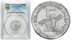Lodz Ghetto (Litzmannstadt)
POLSKA / POLAND / POLEN / POLOGNE / POLSKO

Getto Łódź. 5 mark 1943, aluminium PCGS MS63 (2MAX) - BEAUTIFUL 

Obustro...