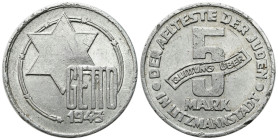Lodz Ghetto (Litzmannstadt)
POLSKA / POLAND / POLEN / POLOGNE / POLSKO

Getto Łódź. 5 mark 1943 

Zapiłowanie i nacięcie rantu.Ładnie detale.

...