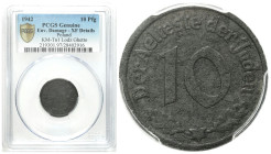Lodz Ghetto (Litzmannstadt)
POLSKA / POLAND / POLEN / POLOGNE / POLSKO

Getto Łódź. 10 fenig 1942 magnez PCGS XF - RARE 

Magnez, typ I. Rzadkie....