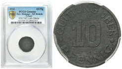 Lodz Ghetto (Litzmannstadt)
POLSKA / POLAND / POLEN / POLOGNE / POLSKO

Getto Łódź. 10 fenig 1942 magnez, PCGS XF - typ II 

Magnez, typ II. Rzad...