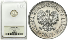Nickel PROBE coins
POLSKA / POLAND / POLEN / PROBA / PATTERN

PRL. PROBE / PATTERN Nickel 5 groszy 1963 

Moneta w polskim gradingu GCN z notą MS...