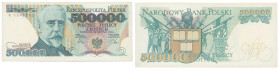 Polish banknotes - Third Polish Republic
POLSKA / POLAND / POLEN / POLOGNE / POLSKO

III RP. 500.000 złotych 1990 seria K 

Złamanie w pionie i p...